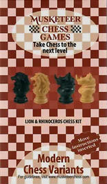 枪手国际象棋变种套装-狮子和犀牛-黑色和天然色